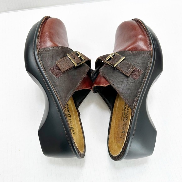 Naot Brown Leather Avignon Mules Clogs Size 37 US Size 6 Luggage Brown - Picture 6 of 9